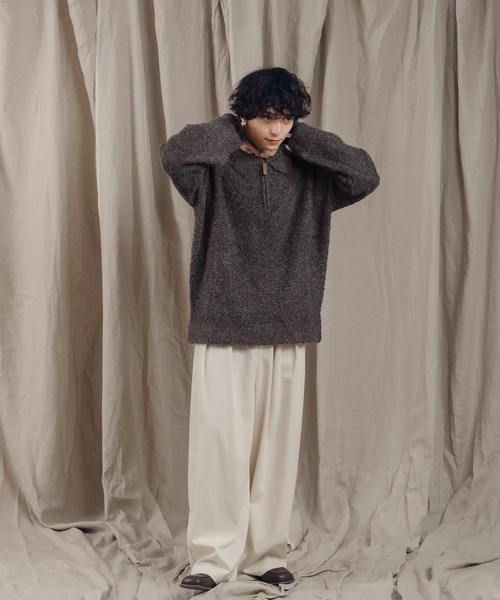 MUHET(ミュエータ)の「ハーフジップブークレニット(ニット/セーター・レディース・グリーン/ネイビー/オレンジ/ブラウン・X-LARGE/MEDIUM)」の21枚目の写真