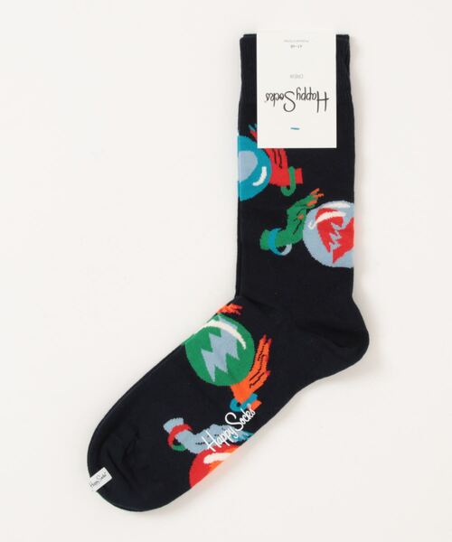 Happy Socks(ハッピーソックス)の「【66】【HAPPY SOCKS】キャッチーデザインソックス(ソックス/靴下・レディース・ネイビー/ホワイト・SMALL/MEDIUM)」の2枚目の写真