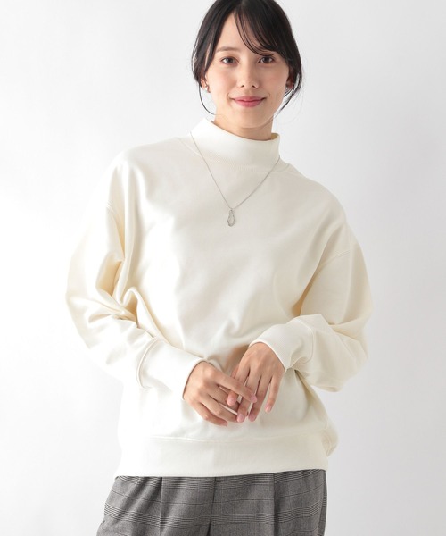 GLOBAL WORK（グローバルワーク）の「お手入れらくらくスタンドネックプルオーバー/906288（Tシャツ/カットソー・レディース・アイボリー/バーガンディー/ブラック/ベージュ・MEDIUM/LARGE）」の8枚目の写真