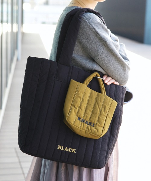 BEAMS HEART(ビームスハート)の「2セット カラー刺繍 バッグ(A4サイズ収納可能)(トートバッグ・レディース・オリーブ/ナチュラル/ブラック/ホワイト系その他5/グリーン系その他5/オフホワイト/グリーン・ONE SIZE)」の9枚目の写真