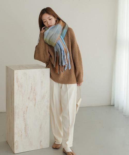 Bab(バブ)の「ビックチェックボリュームマフラー(ストール/ショール・レディース・ブルー/グリーン/イエロー・ONESIZE)」の10枚目の写真