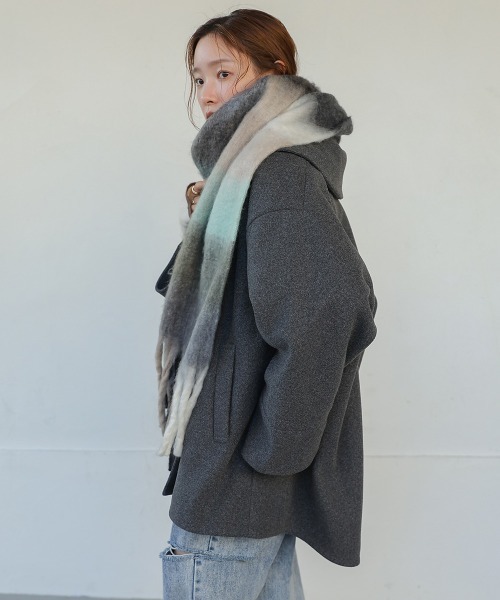 セール】ビックチェックボリュームマフラー（ストール/ショール