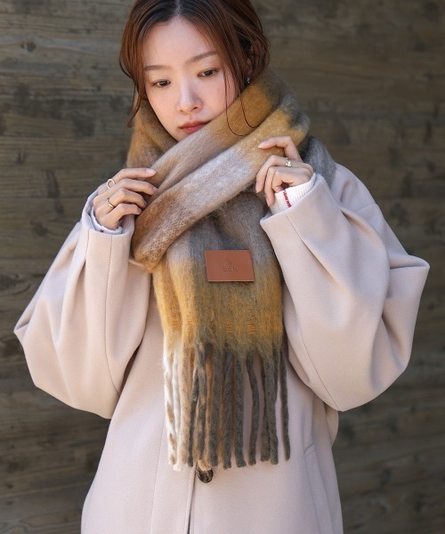 Bab(バブ)の「ビックチェックボリュームマフラー(ストール/ショール・レディース・ブルー/グリーン/イエロー・ONESIZE)」の22枚目の写真