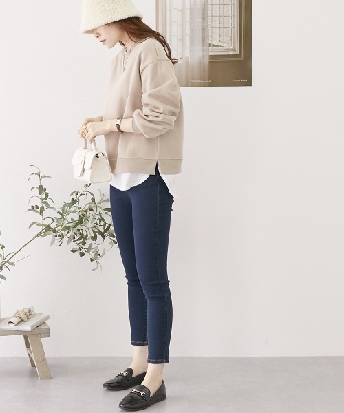 nissen(ニッセン)の「裏起毛スキニーデニムパンツ(股下75cm)(デニムパンツ・レディース・ネイビー系/ワンウォッシュ/ブラック系・S/M/L/LL)」の5枚目の写真