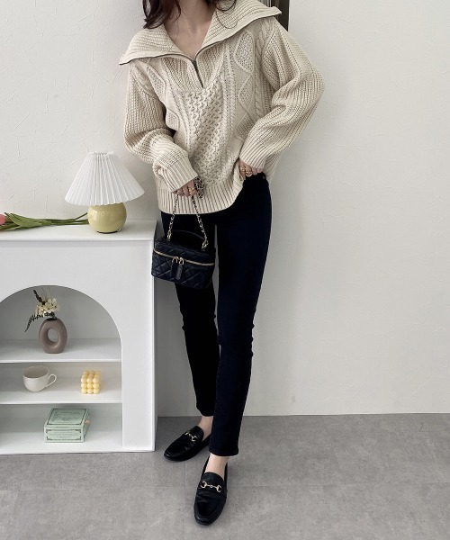 nissen(ニッセン)の「裏起毛スキニーデニムパンツ(股下75cm)(デニムパンツ・レディース・ネイビー系/ワンウォッシュ/ブラック系・S/M/L/LL)」の13枚目の写真