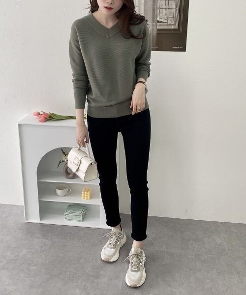 nissen(ニッセン)の「裏起毛スキニーデニムパンツ(股下75cm)(デニムパンツ・レディース・ネイビー系/ワンウォッシュ/ブラック系・S/M/L/LL)」の17枚目の写真