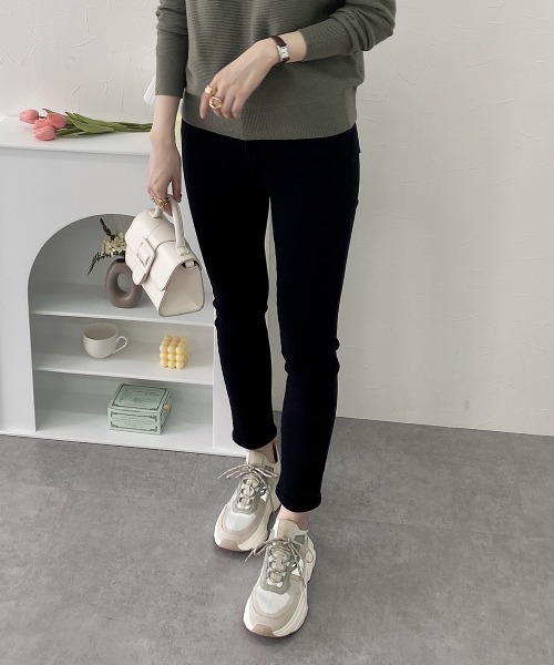 nissen(ニッセン)の「裏起毛スキニーデニムパンツ(股下75cm)(デニムパンツ・レディース・ネイビー系/ワンウォッシュ/ブラック系・S/M/L/LL)」の18枚目の写真