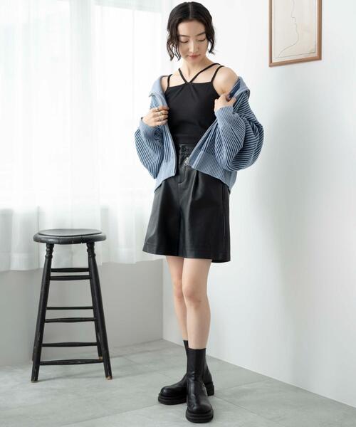 WEGO（ウィゴー）の「WEGO/ホルターネックカップ付きキャミソール（キャミソール・レディース・ホワイト/ブラック・MEDIUM/SMALL）」の4枚目の写真