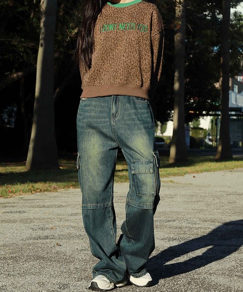 セール】【HOOK】for girls アシンメトリービッグポケットカラーデニム