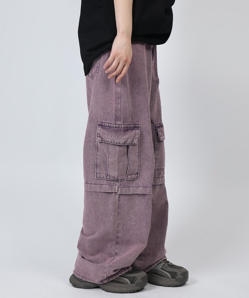 HOOK(フック)の「【HOOK】for girls アシンメトリービッグポケットカラーデニムカーゴパンツ(デニムパンツ・レディース・パープル/インディゴブルー・S/M/L)」の7枚目の写真