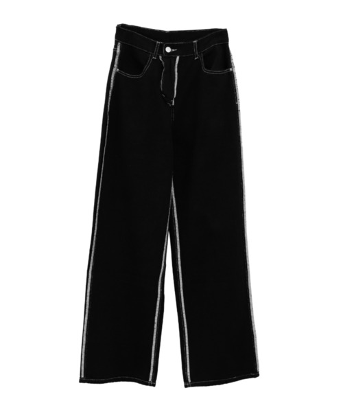 LVEU.（ラブユ.）の「【LVEU.】バイカラーステッチデニム / ボトムス パンツ デニム ステッチ 切替え バイカラー モノトーン カジュアル ブラック ホワイト（デニムパンツ・レディース・ホワイト/ブラック・FREE）」の21枚目の写真