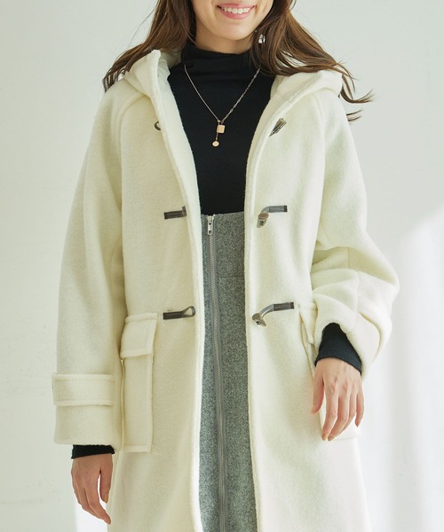 Jayro（ジャイロ）の「ポリエステルナッピングダッフルコート（ダッフルコート・レディース・チャコールグレー/ホワイト・M）」の8枚目の写真