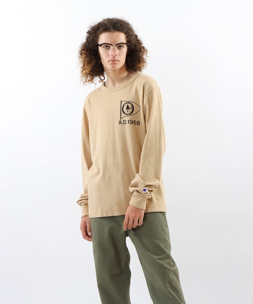 Champion(チャンピオン)の「【Champion/チャンピオン】メンズ メンズカジュアル ロングスリーブTシャツ(Tシャツ/カットソー・メンズ・モスグリーン/ベージュ/ヘザーグレー/オフホワイト・X-LARGE/LARGE/MEDIUM)」の3枚目の写真