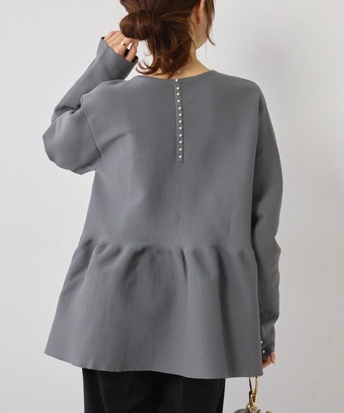 PUAL CE CIN（ピュアルセシン）の「【Du noir】スポンディッシュペプラムパールプルオーバー（ニット/セーター・レディース・グレー/ブラック/アイボリー・FREE）」の19枚目の写真