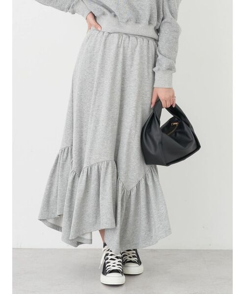 earth music&ecology（アースミュージックアンドエコロジー）の「ウラケ裾フリルスカート（スカート・レディース・グレー/アイボリー・FREE）」の10枚目の写真