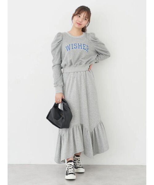 earth music&ecology（アースミュージックアンドエコロジー）の「ウラケ裾フリルスカート（スカート・レディース・グレー/アイボリー・FREE）」の11枚目の写真