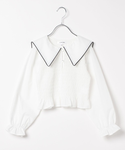 GLOBAL WORK（グローバルワーク）の「セーラーカラーシャーリングブラウス/996537（シャツ/ブラウス・キッズ・オフホワイト/ブラック・120cm/130cm/140cm/150cm/160cm/170cm）」の9枚目の写真