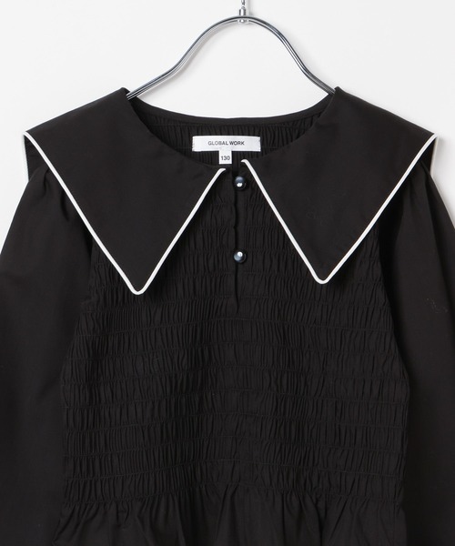 エルハルム　日本製　バンドカラーシャツ　シャーリングブラウス　定価2万円 セール】セーラーカラーシャーリングブラウス/996537（シャツ