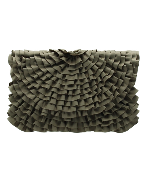 ROSE BUD（ローズバッド）の「(LL ACCESSORIES)B783 LAYERED FRILL CLUTCH BAG[結婚式＆パーティー]（クラッチバッグ・レディース・ブラック/オリーブ/ピンク・ONE SIZE）」の2枚目の写真
