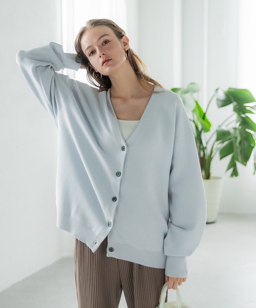 coca（coca）（コカ）の「【WEB限定セール】スムースタッチガーター編みカーディガン（カーディガン/ボレロ・レディース・ライトブルー/ブラック/ベージュ/アイボリー・M/L）」の4枚目の写真