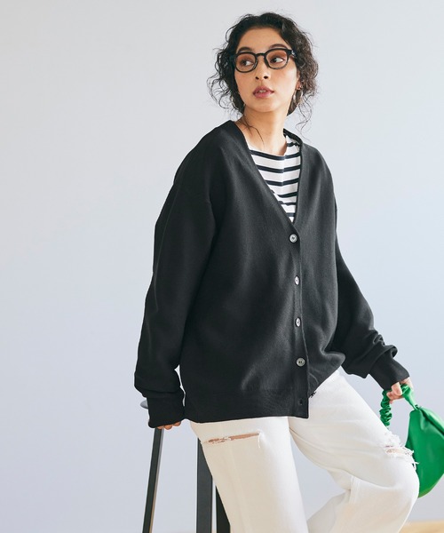 coca（coca）（コカ）の「【WEB限定セール】スムースタッチガーター編みカーディガン（カーディガン/ボレロ・レディース・ライトブルー/ブラック/ベージュ/アイボリー・M/L）」の3枚目の写真