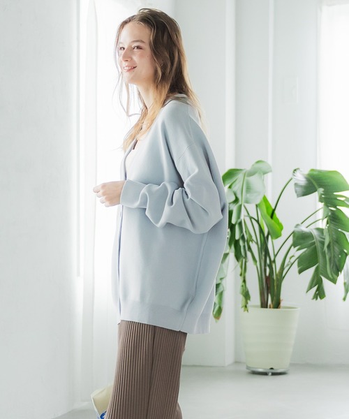 coca（coca）（コカ）の「【WEB限定セール】スムースタッチガーター編みカーディガン（カーディガン/ボレロ・レディース・ライトブルー/ブラック/ベージュ/アイボリー・M/L）」の9枚目の写真