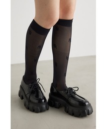 ロゴポイント刺繍シアーソックス