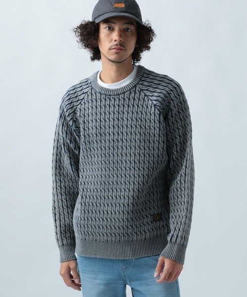 BAYFLOW(ベイフロー)の「ウェイブニットプルオーバー(ニット/セーター・メンズ・ブラック/ブルー/グリーン/ネイビー・FREE)」の1枚目の写真