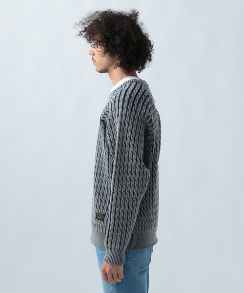 BAYFLOW(ベイフロー)の「ウェイブニットプルオーバー(ニット/セーター・メンズ・ブラック/ブルー/グリーン/ネイビー・FREE)」の21枚目の写真