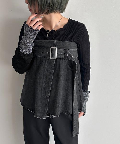 apres jour mignon（アプレジュールミニョン）の「マルチWAYデニムビスチェ【ZOZOTOWN限定アイテム】（ベスト・レディース・ブラック/ブルー・フリー/X-LARGE）」の8枚目の写真