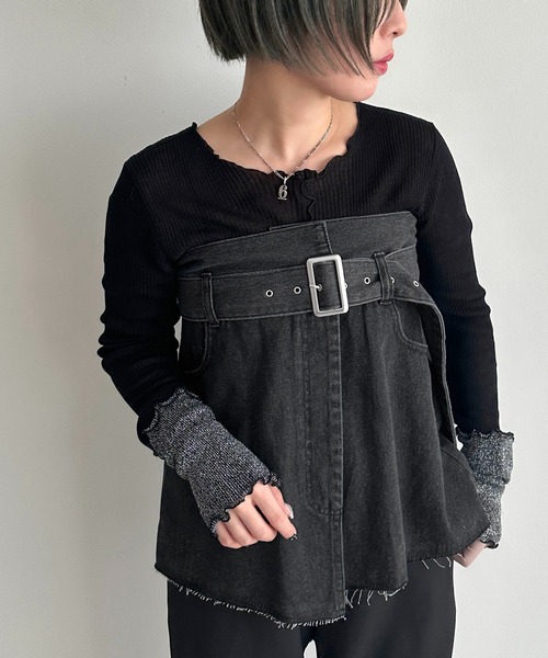 apres jour mignon（アプレジュールミニョン）の「マルチWAYデニムビスチェ【ZOZOTOWN限定アイテム】（ベスト・レディース・ブラック/ブルー・フリー/X-LARGE）」の3枚目の写真