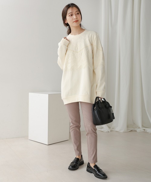 Bou Jeloud(ブージュルード)の「レースドッキングデザイントップス(Tシャツ/カットソー・レディース・ブラック/アイボリー・FREE)」の9枚目の写真