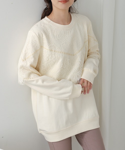 Bou Jeloud(ブージュルード)の「レースドッキングデザイントップス(Tシャツ/カットソー・レディース・ブラック/アイボリー・FREE)」の8枚目の写真