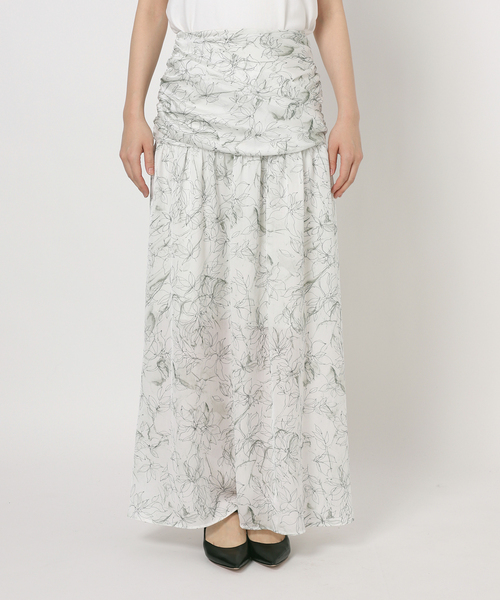 Noble（ノーブル）の「マーブルフラワーギャザーコルセットスカート  