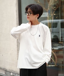【U.S. POLO ASSN.】 ワンポイント ロゴ 刺繍 ビッグシルエット 長袖 Tシャツ / ロンT