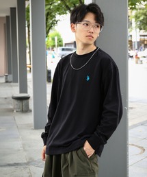 【U.S. POLO ASSN.】 ワンポイント ロゴ 刺繍 ビッグシルエット 長袖 Tシャツ / ロンT