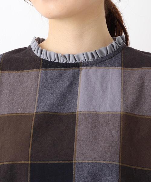 one'sterrace(ワンズテラス)の「起毛ブロックチェック シャツ(シャツ/ブラウス・レディース・ブラック系8/グレー系その他7/キャメル・02)」の7枚目の写真
