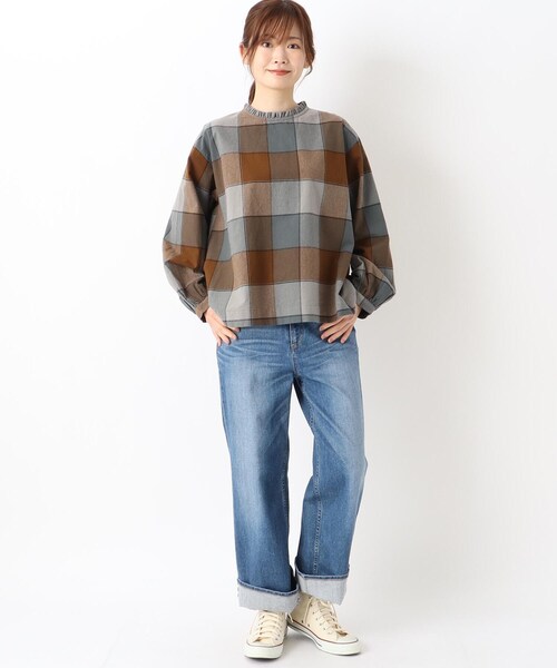 one'sterrace(ワンズテラス)の「起毛ブロックチェック シャツ(シャツ/ブラウス・レディース・ブラック系8/グレー系その他7/キャメル・02)」の15枚目の写真