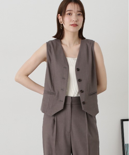 N.（N. Natural Beauty Basic）（エヌエヌナチュラルビューティーベーシック）の「◆【セットアップ対応】麻混ベスト（ベスト・レディース・グレー/ナチュラル・MEDIUM）」の5枚目の写真