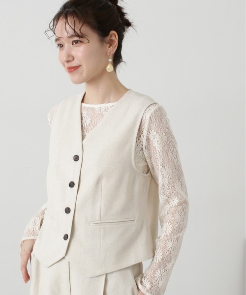 N.（N. Natural Beauty Basic）（エヌエヌナチュラルビューティーベーシック）の「◆【セットアップ対応】麻混ベスト（ベスト・レディース・グレー/ナチュラル・MEDIUM）」の10枚目の写真