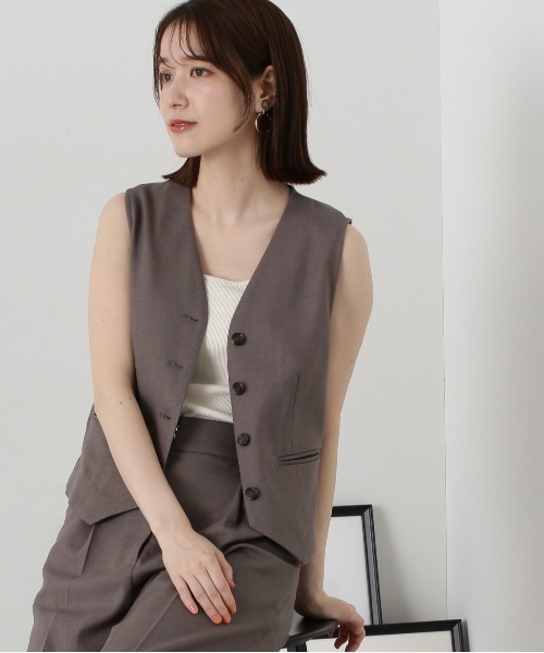 N.（N. Natural Beauty Basic）（エヌエヌナチュラルビューティーベーシック）の「◆【セットアップ対応】麻混ベスト（ベスト・レディース・グレー/ナチュラル・MEDIUM）」の3枚目の写真