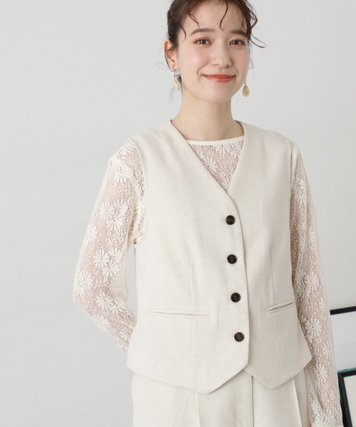 N.（N. Natural Beauty Basic）（エヌエヌナチュラルビューティーベーシック）の「◆【セットアップ対応】麻混ベスト（ベスト・レディース・グレー/ナチュラル・MEDIUM）」の14枚目の写真