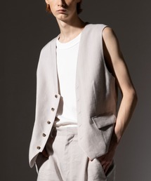 Robes & Confections/ローブス&コンフェクションズ/Stretch Linen Herringbone Stripe Tailored Vest/KRC-V01-301F