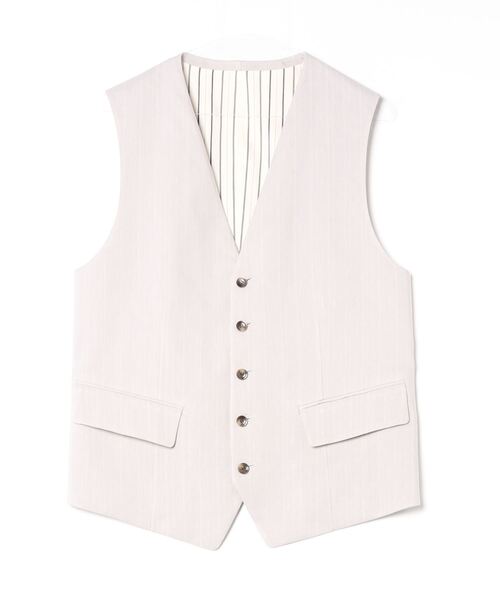 ROBES&CONFECTIONS（ローブスコンフェクションズ）の「Robes & Confections/ローブス&コンフェクションズ/Stretch Linen Herringbone Stripe Tailored Vest/KRC-V01-301F（ベスト・メンズ・グレー系その他3・3）」の3枚目の写真