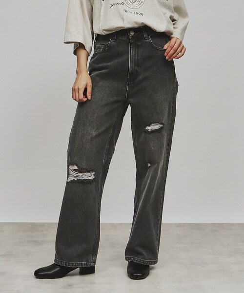 tk.TAKEO KIKUCHI（ティーケータケオキクチ）の「◆ルーズテーパードデニムパンツ（デニムパンツ・レディース・ブルー/ブラック/ブラック系/ブルー系・66）」の2枚目の写真