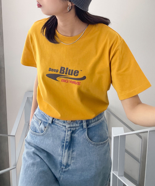 Chillfar(チルファー)の「アソートプリント半袖Tシャツ(Tシャツ/カットソー・レディース・ブルー/杢グレー/ネイビー系/アイボリー系/グレー系/ホワイト系/ホワイト/ネイビー系1/ブラウン/オートミール/ネイビー/イエロー/ブルー系/イエロー系・FREE)」の13枚目の写真