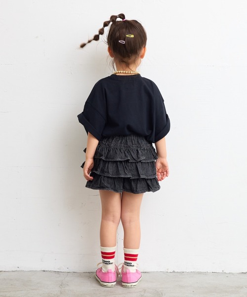 CALMIA(カルミア)の「デニムフリルキュロットパンツ(80~130cm)(デニムパンツ・キッズ・ブラック/ライトブルー・90/100/110/120/80/130/95)」の7枚目の写真