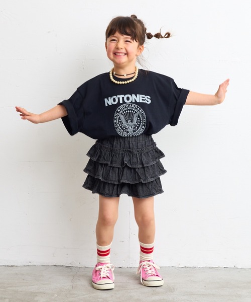 CALMIA(カルミア)の「デニムフリルキュロットパンツ(80~130cm)(デニムパンツ・キッズ・ブラック/ライトブルー・90/100/110/120/80/130/95)」の9枚目の写真