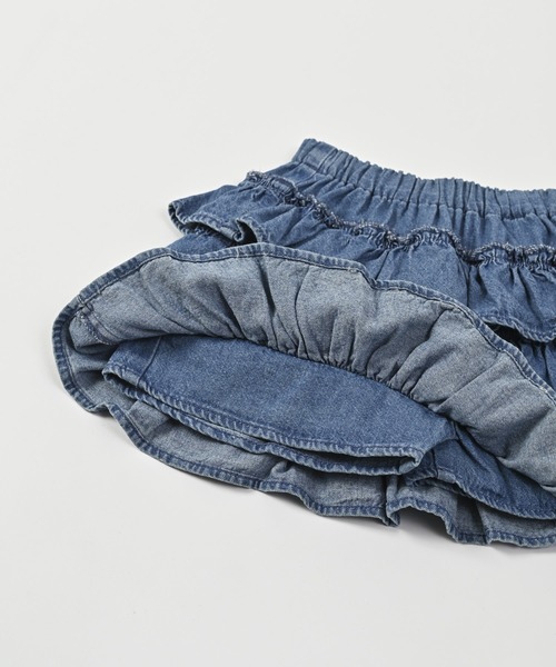 CALMIA(カルミア)の「デニムフリルキュロットパンツ(80~130cm)(デニムパンツ・キッズ・ブラック/ライトブルー・90/100/110/120/80/130/95)」の4枚目の写真