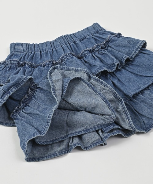 CALMIA(カルミア)の「デニムフリルキュロットパンツ(80~130cm)(デニムパンツ・キッズ・ブラック/ライトブルー・90/100/110/120/80/130/95)」の5枚目の写真